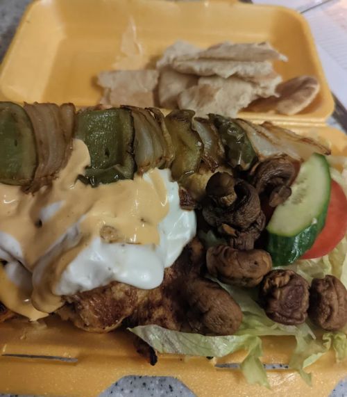 Succulent Kebabs in Pitta Bread with Salad Served at Bodrum Grill House Felixstowe