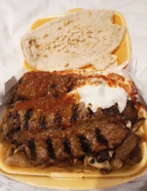 Turkish Kebabs with Pitta Bread and Sause Served at Bodrum Grill House Felixstowe